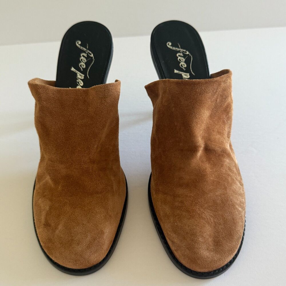 NWOB Free People Leila Suede Leather Slip On Cognac Brown Mules Sz 40 (9.5) - Picture 5 of 9